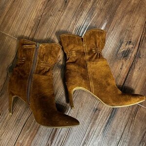 Brown Faux Suede Booties
